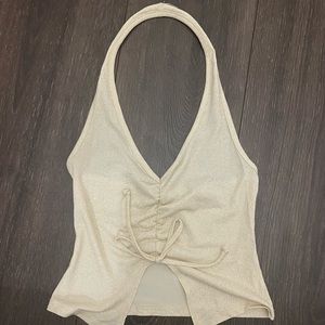 Creme Glittery Halter Top